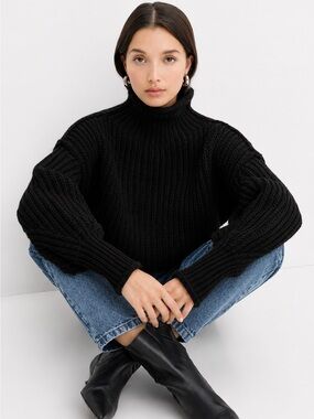 Marcella NYC Brenda Sweater Italian Wool Blend Balloon Sleeve Sweater Size M